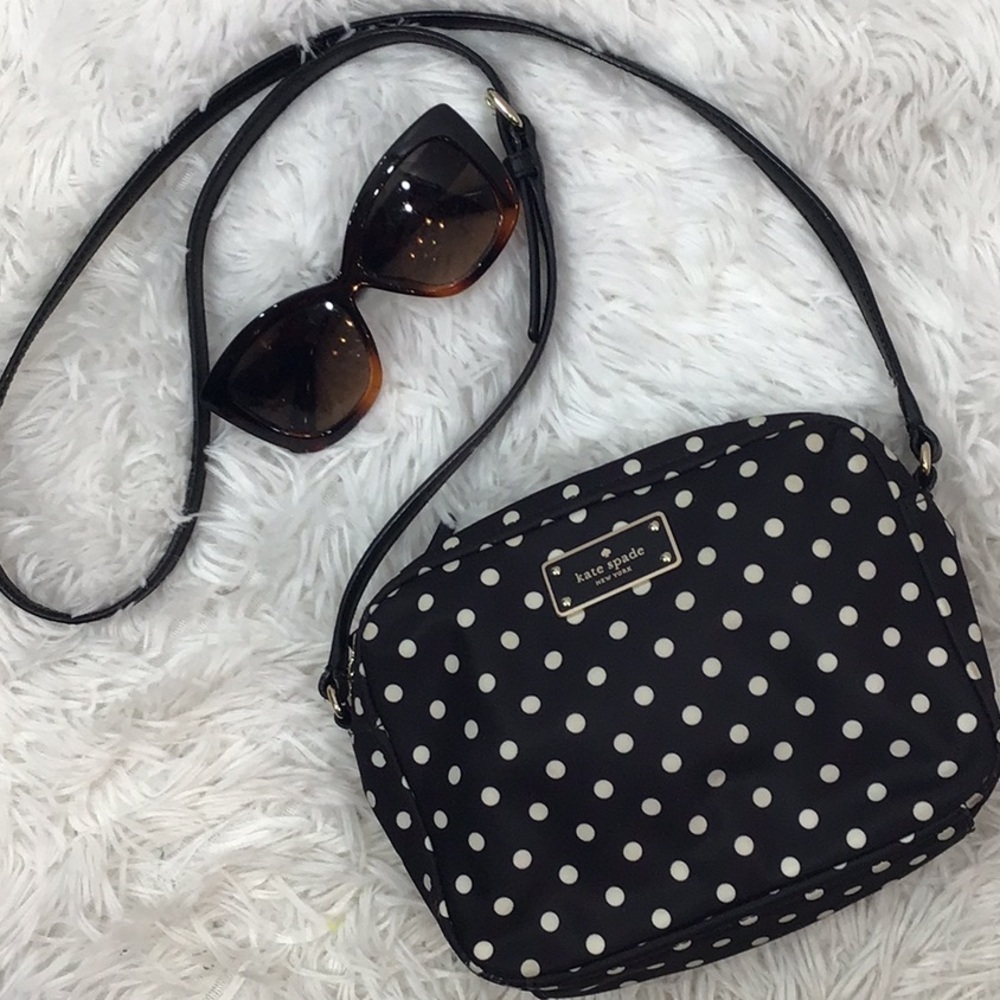 Kate Spade Harper b/w polka dot crossbody